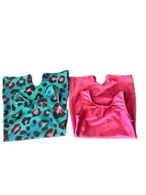 Gymnastics/Tumbling Leotards size 5/6 - Metallic Teal Leopard & Pink